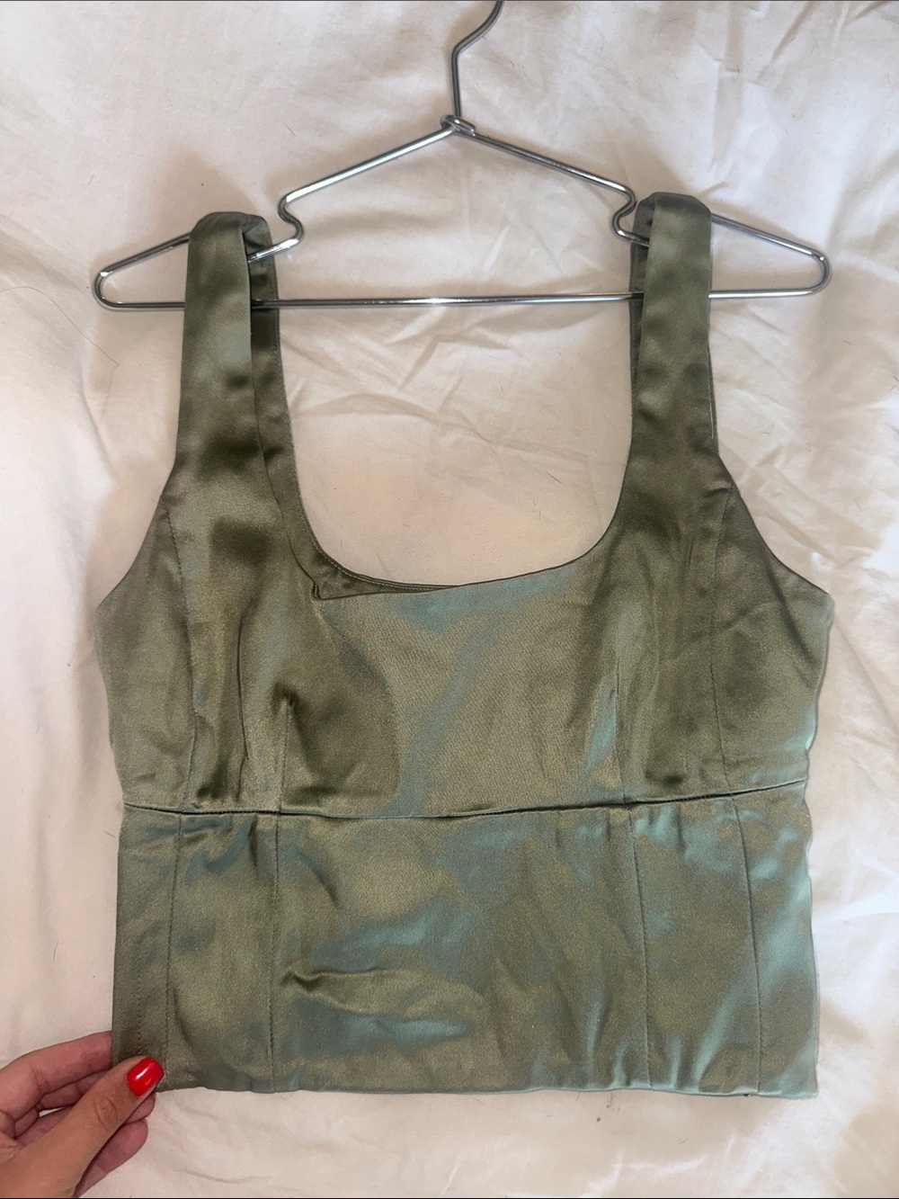 Olive Green Satin Corset Aritzia